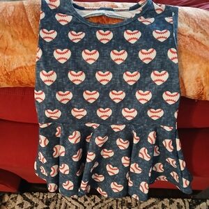 Blue Heart Baseball Kids Dress